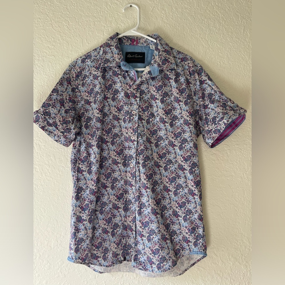 Robert Graham modern Americana floral print button down short sleeve